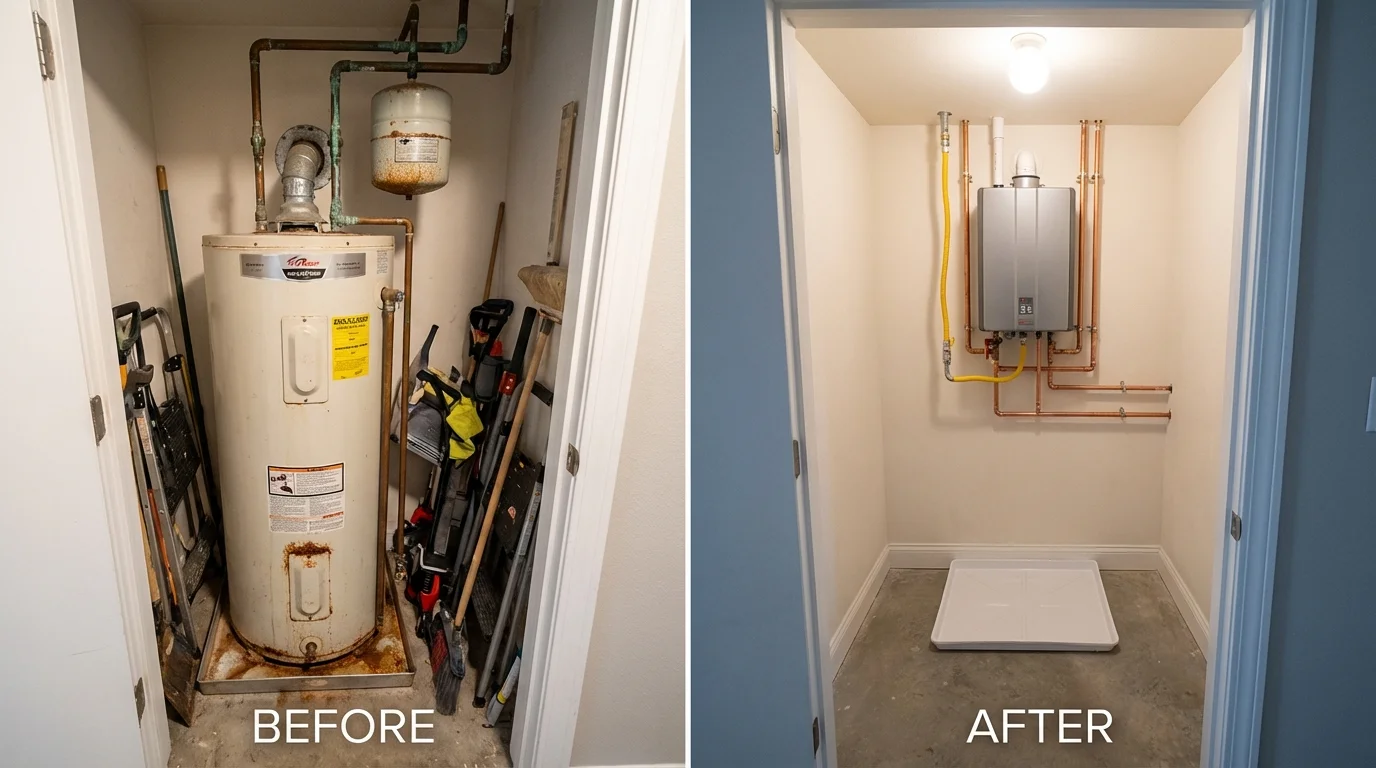 Tank water heater versus wall-mounted tankless unit comparison for Burnsville, NC homeowners