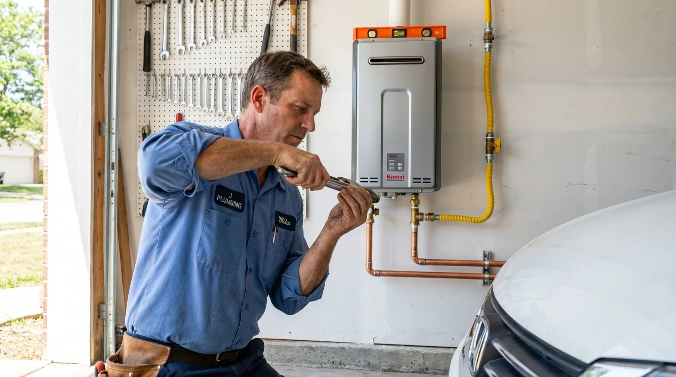 Tankless water heater installation by a Johns Plumbing LLC plumber in Burnsville